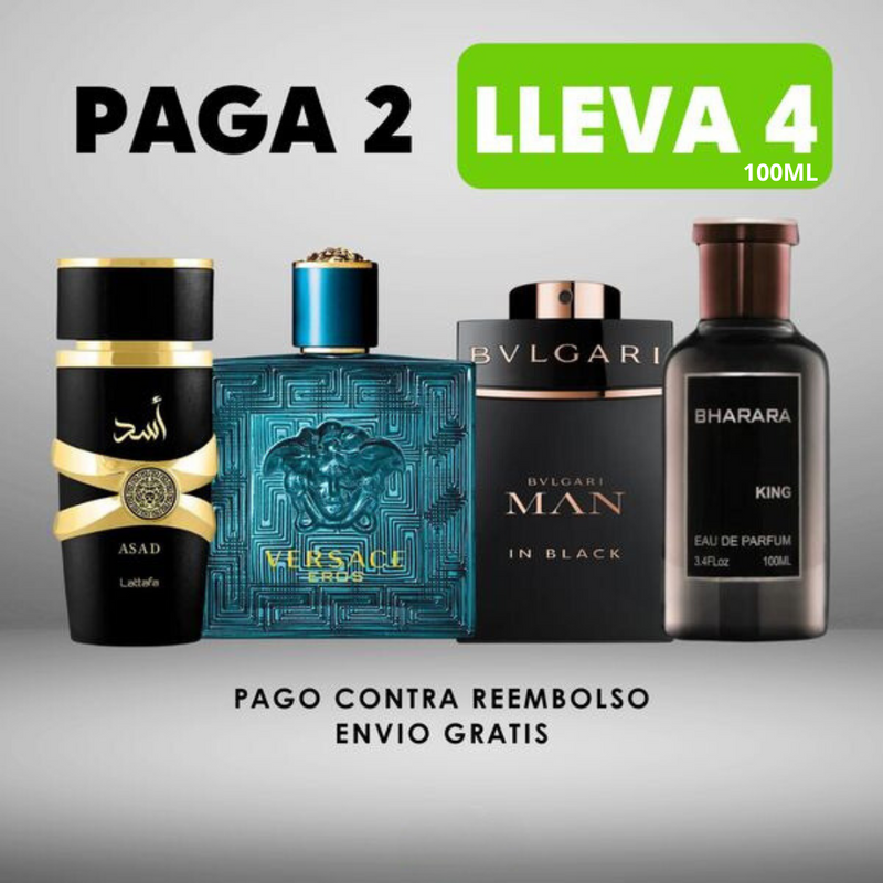 [COMBO LUXE] KIT 4 Perfumes ASAD | BHARARA | VERSACE| BVLGARI - Solo Hoy